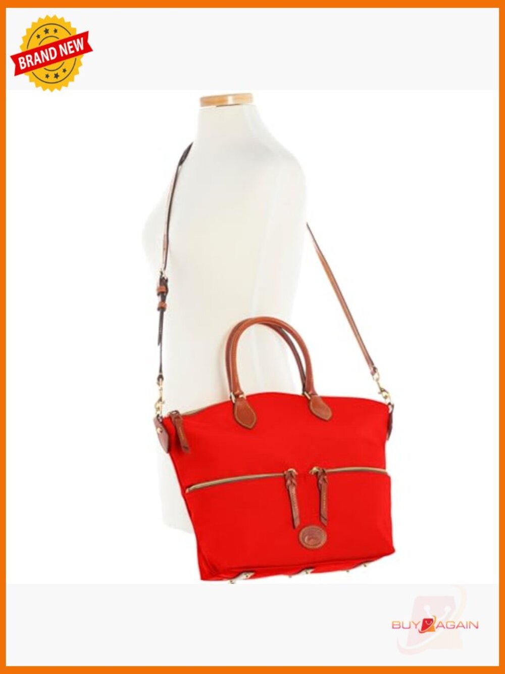Nylon Large Pocket Satchel with Detachable Strap - Picture 4 of 5
